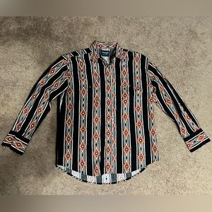 Men’s Wrangler Checotah Black & Rust Pearl Snap